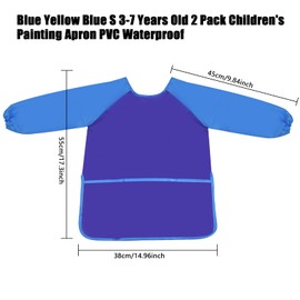 4 Pack Kids Aprons for Painting, Kids Art Aprons, Children Craft Apron with Pockets & Long Sleeve, Waterproof Toddler Painting Smocks for Age 3-7 Years Boys & Girls Cooking Baking (S)