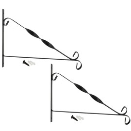 COM-FOUR® 2x wall bracket made of powder-coated steel for hanging baskets, wind chimes, etc. in nostalgic design with screws and dowels, approx. 30 x 23 cm (02x rotated)
