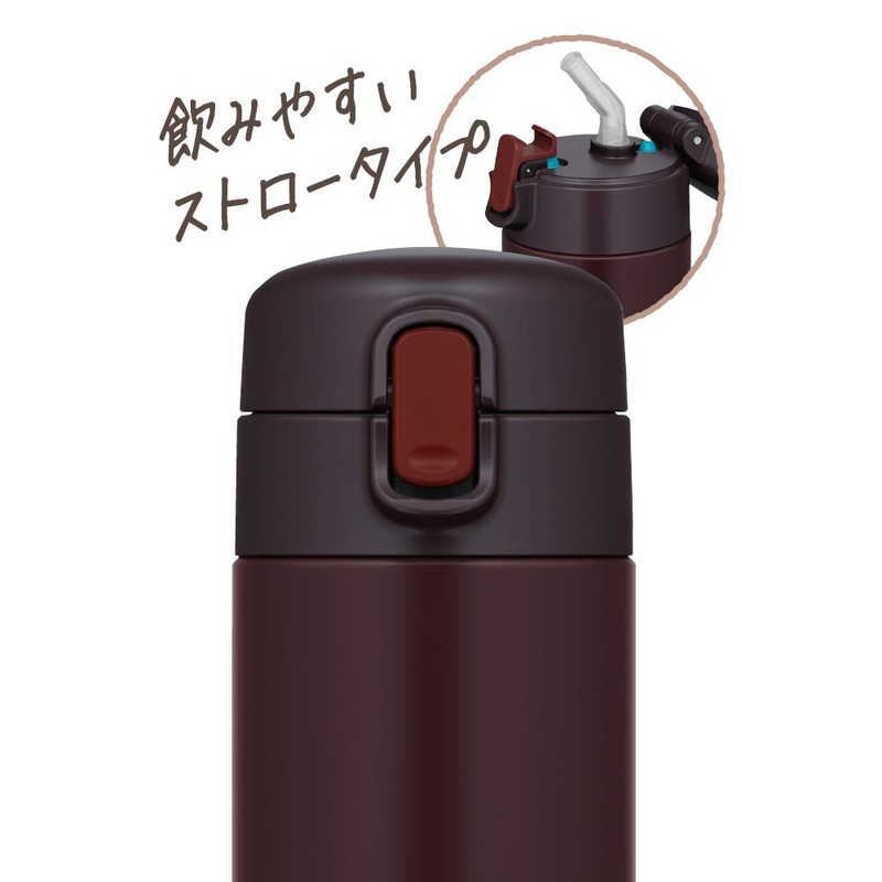 THERMOS Vacuum Insulated Straw Bottle 450ml Brown for Cold Preservation