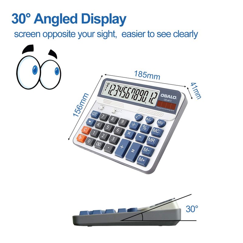 OSALO Calculator Extra Large Display Accounting Big Button 12 Digits