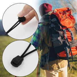 1 Stück Schwarz Elastische Schnur,Elastische Gummischnur Runde Dehnbare Schnur Mit Kordelstopper Kordelklemme, Kordelstopper Reißverschluss für Rucksack, Schnürsenkel