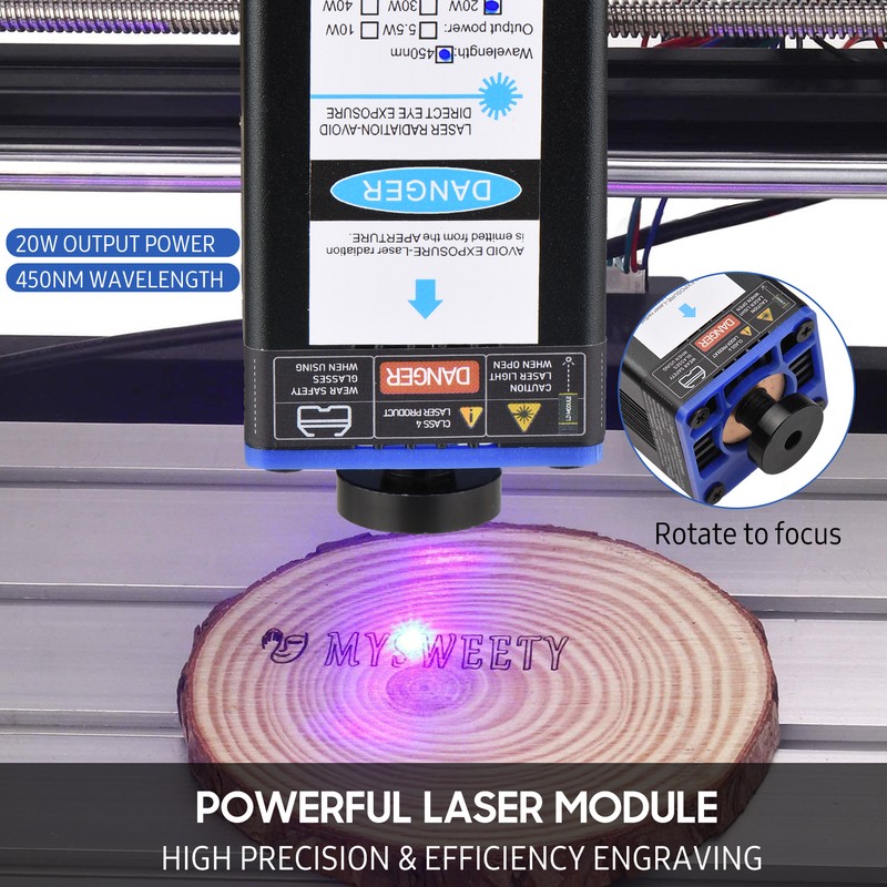 450nm 20W Laser Module Adjustable Focal Length Laser Engraving Head