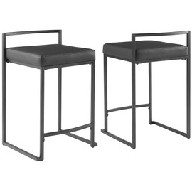 Crosley Furniture Harlowe Upholstered Seat Counter Height Bar Stools Set of 2, Kitchen and Dining, Matte Black