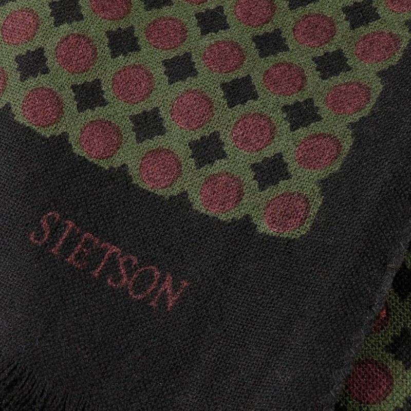 Stetson Allover Dots Wool Scarf Men's with Fringes Autumn Winter