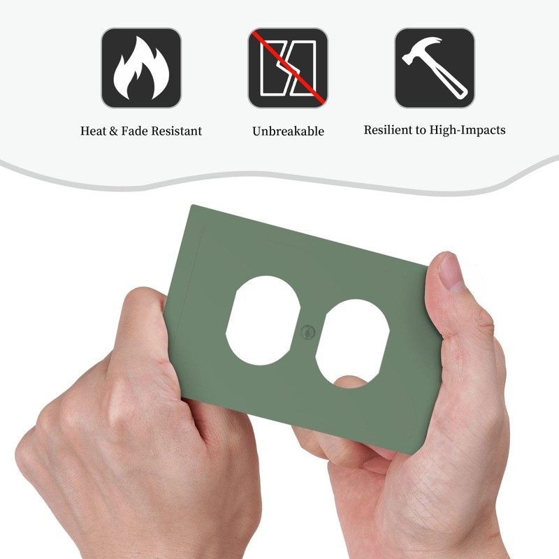 Spshian Sage Green 1 Gang Duplex Outlet Covers Decorative Single