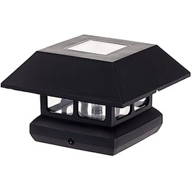 Veranda 4 in. x 4 in. 7 Lumens Black Plastic Solar Post Cap (Common: 4 in. x 4 in. ; Actual: 3-58 in. x 3-58 in. )