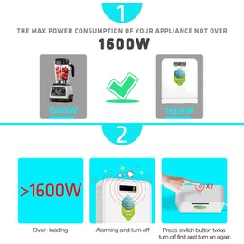 UMI 220V to 110V Voltage Power Converter Step Down Transformer 1600 Watts Capacity with 2 Output Voltages 110V and 100V, White