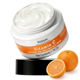 Halsyse Vitamin C & E Facial Moisturizer - Daily Antioxidant Day Cream for Brightening & Hydrating - Fights Dullness & Dark Spots, with Hyaluronic Acid & Allantoin - For All Skin Types, 1.76 Oz