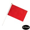 25 Pack Red Stick Flags,Hand Held Small Mini DIY Solid