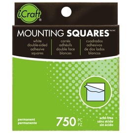 iCraft Mounting Squares Permanent Adhesive, 750 Count, 1/2 Inch, White