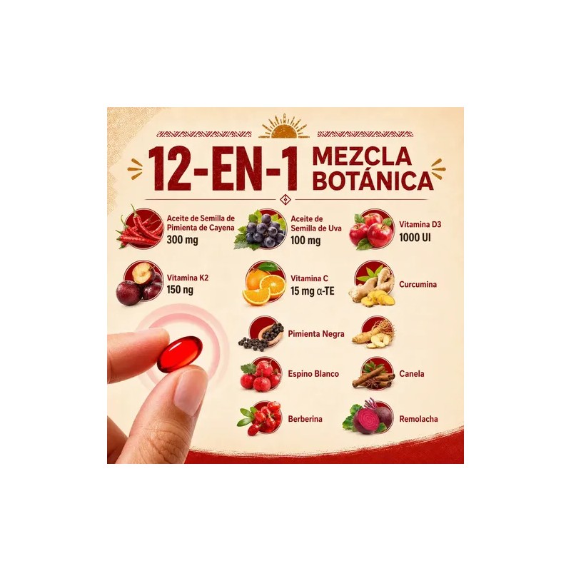 Gwynne Suplemento Dietético 12 en 1 con Pimienta Cayenne, Berberina,