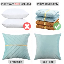 Decorative Cushion Cover Water Light Blue Teal Gold 50x50cm Sofa Pillow Cases Velvet Soft for Living Room Bedroom Car Home Chair Patio Cortijo Office Set of 2