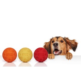 Snug Rubber Dog Balls for Small and Medium Dogs - Tennis Ball Size - Virtually Indestructible (3 Pack - Hot)