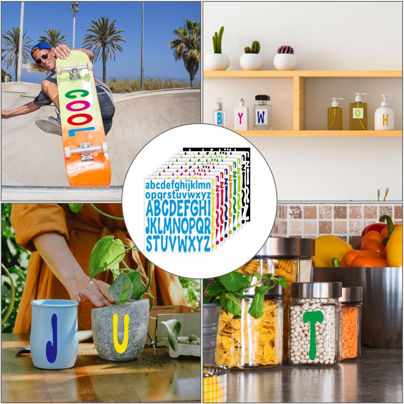 520pcs Letter Stickers, 10 Sheets 1inch Lowercase and 2inch Uppercase