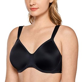 Delimira Ladies’ Minimizer Bra, Large Sizes, Unlined Full Cups with Underwire, Smooth Cups - Black plain, size: 90E