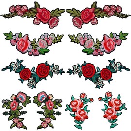 AddLotLot 10 PCS Rose Embroidered Patches Flower Iron on Patch Cute Flower Patches Decorative Embroidered Patch Floral Applique Sewing Art Crafts for Dress Bag Pant Jacket Jean Hat Shirt