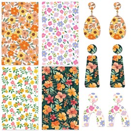 beinkmake 24Pcs Polymer Clay Transfer Paper Boho Floral Water Transfer Paper for Polymer Clay Earrings Jewelry Making DIY Crafts 4 Design 2.7×4.7inch