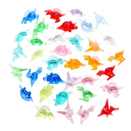 Mini Dinosaur Figures Set, About 90 Pcs Colorful Transparent Acrylic Dino Ornaments for Sensory Bins, Treasure Boxes, Classroom Prizes & Vase Filler