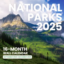 SUNEE Calendar 2024-2025 for Wall, 2025 Large Wall calendar 12x12 Inches with 16 Months from Now to December 2025, Thick Glossy Paper, 12" x 24" (Open), National Parks