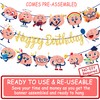 3pcs Brain Theme Happy Birthday Party Banners (Gold)