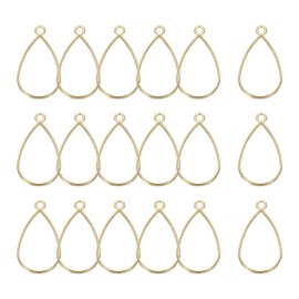 uxcell 18 Pcs Open Bezel, Teardrop Resin Bezels Pendants Open Back Bezels Metal Hollow Frame Charm for DIY Resin Crafts Earrings Jewelry Making, Gold