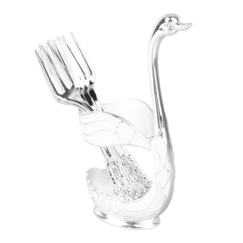 Coffee Spoon Holder Elegant Swan Shaped Alloy Mirror Polish Rich