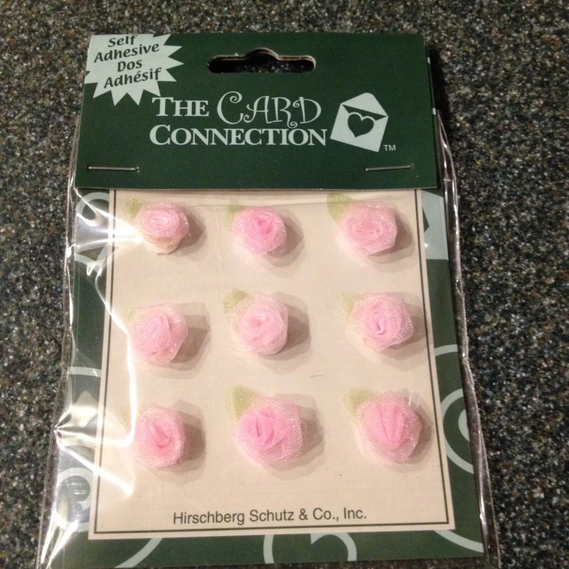 THE CARD CONNECTION 3D PINK FLOWERS WITH LIGHT GREEN TULLE