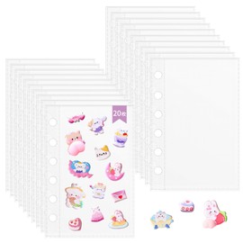 Seal Notebook, A7, Clear, 10 Refills, 11 Pieces/20 Sheets, Loose Leaf Inner Paper, 20 Sheets, Binders, Goods, Storage, Collage, Notebook, Mini Size, Cute Design, 3-Layer Structure, PP Sheet with Card
