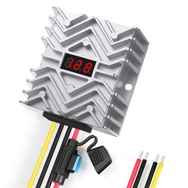 24V to 12V Step-Down Converter with LED Display and MCU, 16AWG Cable, Integrated Fuse, IP67 Waterproof, DC-DC Voltage Converter for Trucks, Caravans, Solar Energy and Outdoor Systems