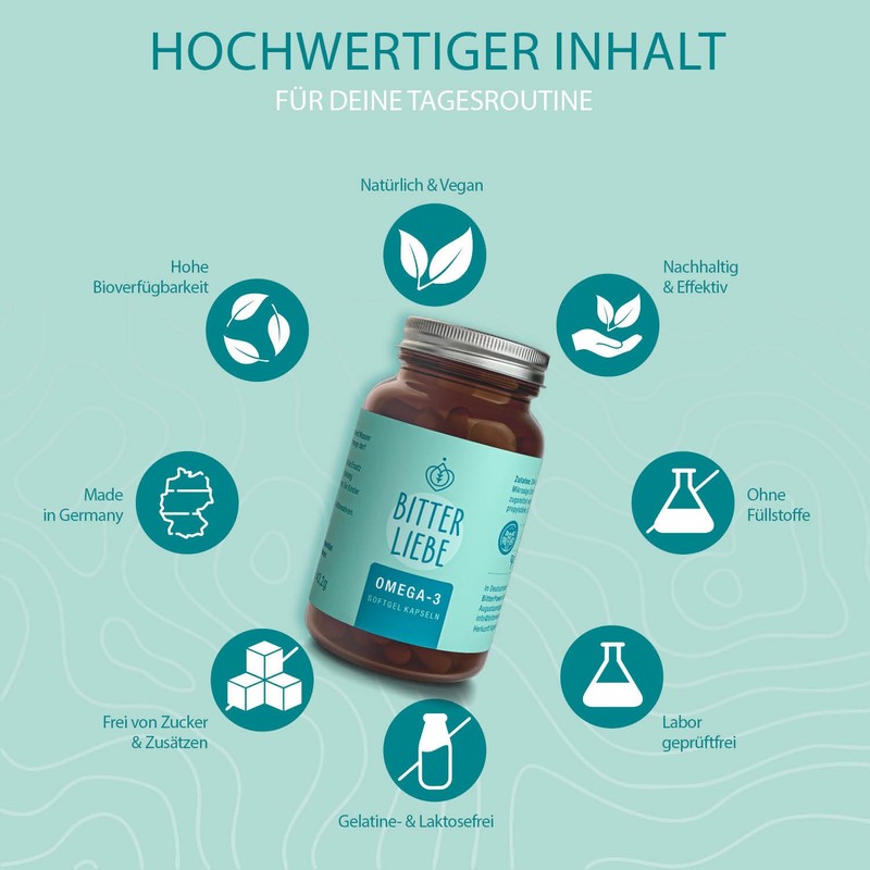 BitterLiebe - Omega 3 vegan capsules high dose made from