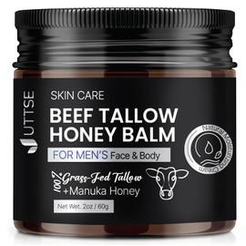 Uttse Sarga de ternera para hombre para el cuidado de la piel: 100% humectante facial de ternera alimentada con pasto para hombres, bálsamo de sargo y miel con aceite de oliva, miel de manuka para