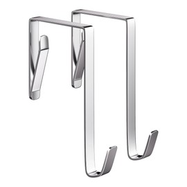 ULG Over The Door Hooks – 2PCS Heavy Duty Door Hangers 5.5" Fit 1 3/8" Doors, White Rubber-Coated Steel Hooks for Towel, Robe, Clothes, Bathroom, Wreath, Ironing Board – Thin & Durable