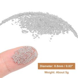 sourcing map 2pcs Nail Art Beads 0.03" (0.8mm) Mini Metal 3D Caviar Nails Beads Ball Bubble Bead with Bags for Nail Art DIY Craft Decoration, Silver Tone