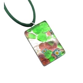 Handmade Murano Glass Pendant, Murano Glass Jewellery from Venice Italy, Millefiori Flower Pieces on Silver Leaf, 3cm x 2cm (Camilla)