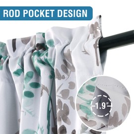 H.VERSAILTEX Valance for Kitchen Windows/Bathroom/Living Room/Bedroom Blackout Window Valance Thermal Insulated Rod Pocket Valance Curtains, 52" W x 18" L, 2 Panels, Grey and Turquoise