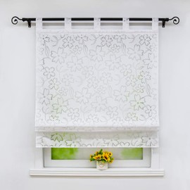 Joyswahl Jessica Roman Blind, Burnout Pattern, with Loops, W x H 80 x 140 cm, White, Flowers, Pack of 1