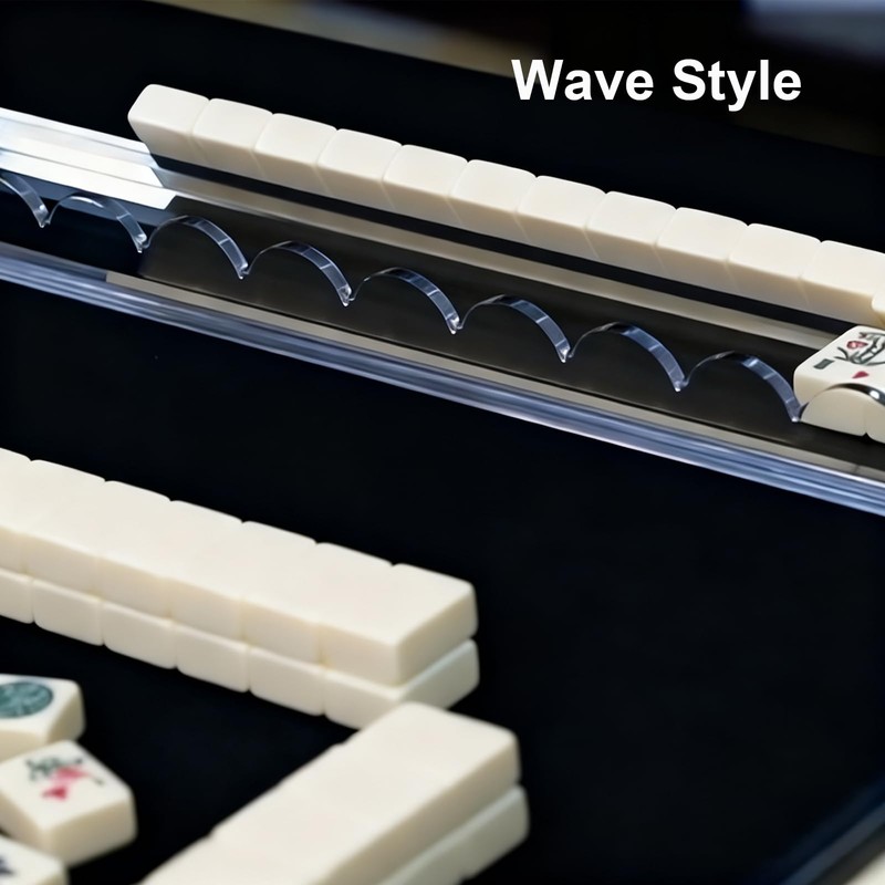 Clear Acrylic Mahjong Racks with Pushers, Set of 4, 17.3"
