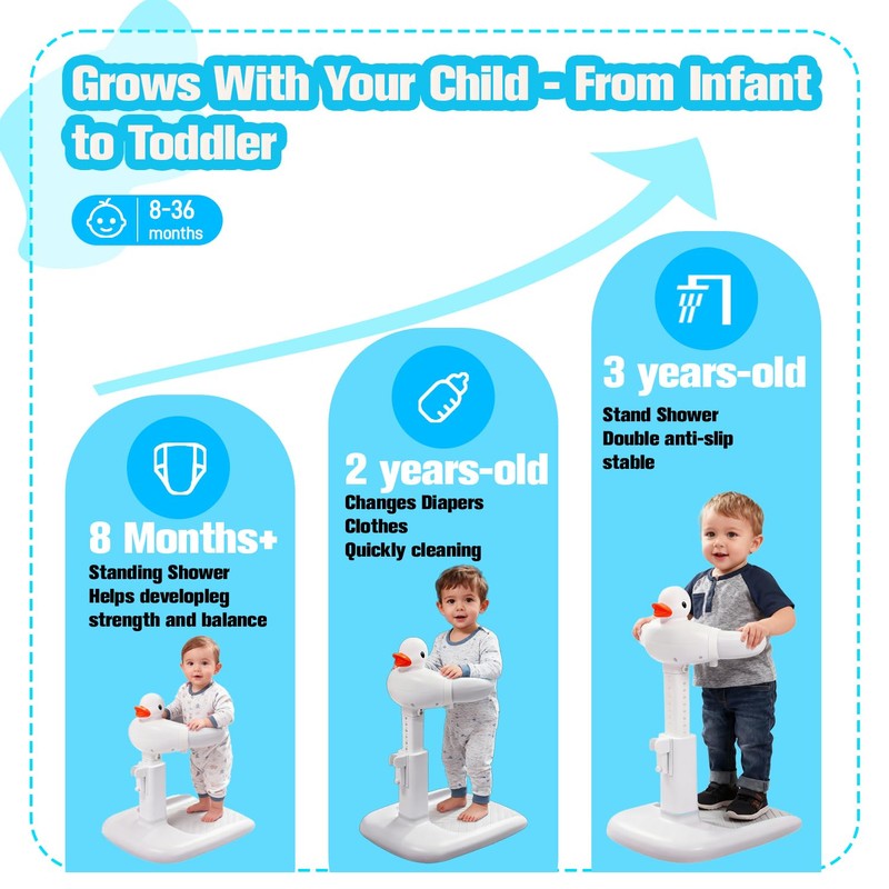 Baby Shower Stand 𝙬𝙞𝙩𝙝 𝙎𝙝𝙤𝙬𝙚𝙧 𝘾𝙖𝙥 & 𝙎𝙩𝙤𝙤𝙡 - Safety