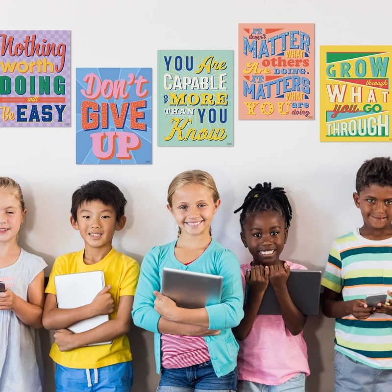 Set of 12 Motivational Growth Mindset Posters for Teachers &