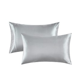 Alexandra's Secret Home Collection Satin Pillowcase for Hair and Skin, Pack of 2 - Feels Like Real Silk Pillow Cover - Satin Pillow Cases Set of 2 with Zipper Closure (Platinum, Standard)