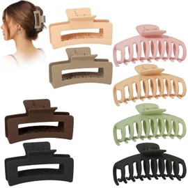 MCSWSEE Juego de 8 Pinzas para Cabello de Mujer, Accesorios para el Cabello Elegante de 4.3 Pulgadas, Antideslizantes Clip para Cabello de Mujer para Cabello Fino y Rizado (Multicolor)