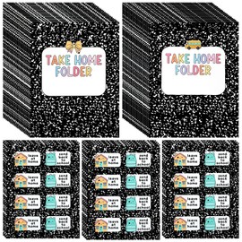 Gueevin 40 Set Student Homework Folder Labels for Homework Take Home Folder Covers Label with Leave at Home, Send Back to School Sticker Thermal Printed for Office Classroom