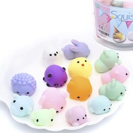 Fidget Toys Juguetes Esponjosos de Mochi 24 pcs Juguetes de Animales para Adultos Regalos de Fiestas Juguete Sensorial para Aliviar el Estrés Adultos