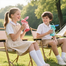 Fimibuke Kids Insulated Water Bottle with Straw Lid & Handle -14oz BPA FREE 18/8 Stainless Steel Metal Tumbler Leak Proof Double Wall Vacuum Kids Cup Toddler Water Bottle for School Boy Girls