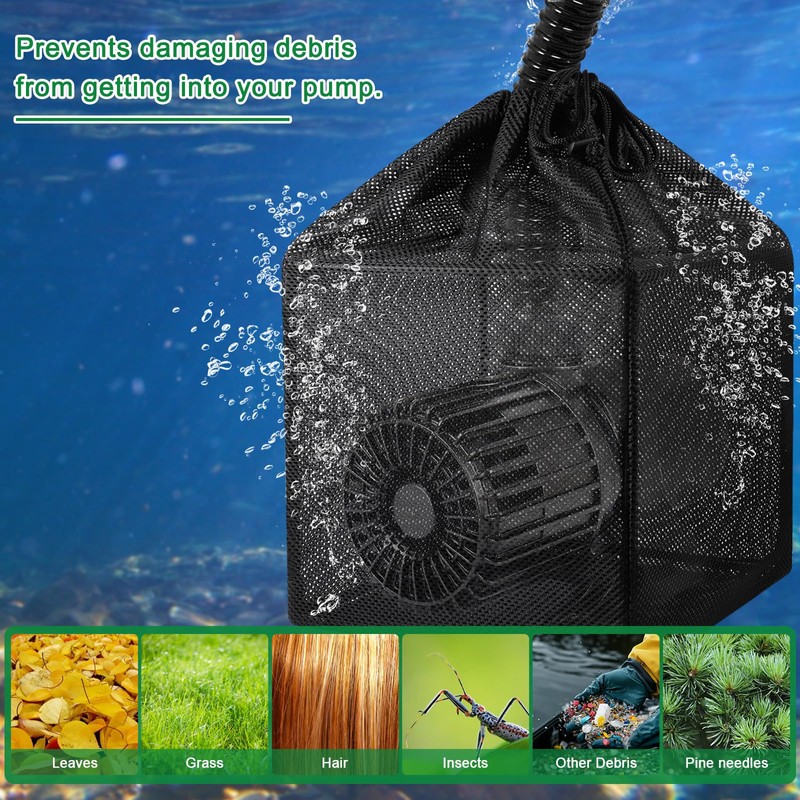 Pond Filter Bag, Pump Barrier Bag, Anti-Clogging Cube Filter Box,