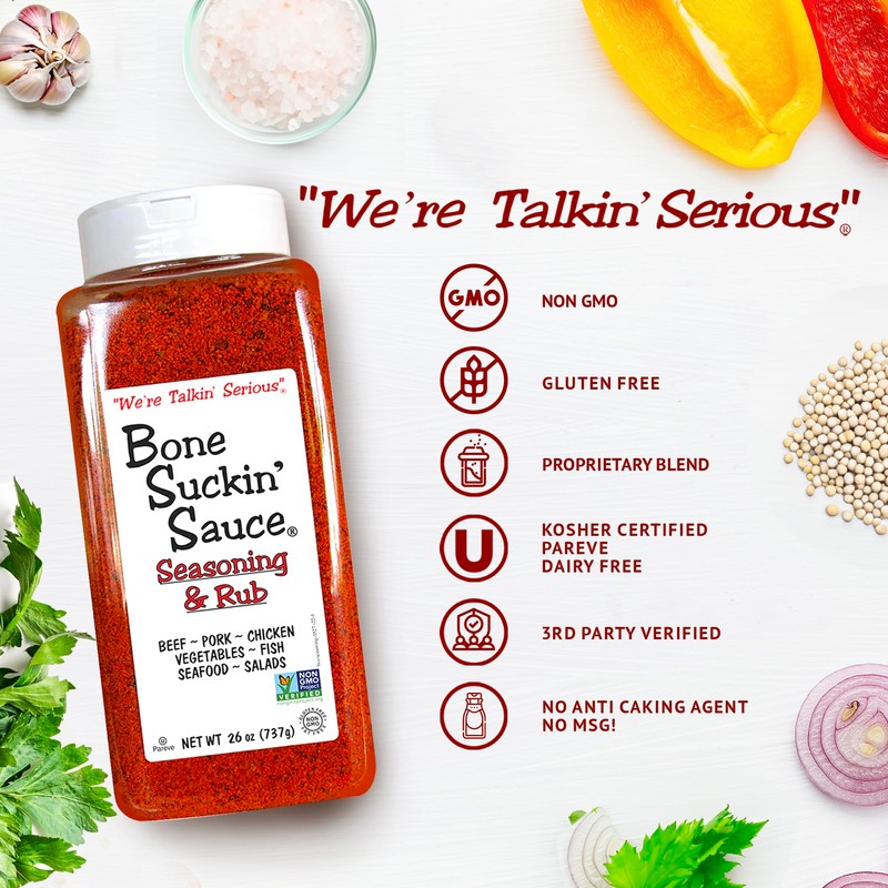 Bone Suckin' Barbecue Seasoning and Grill Rub, Original Blend, Gluten-Free,
