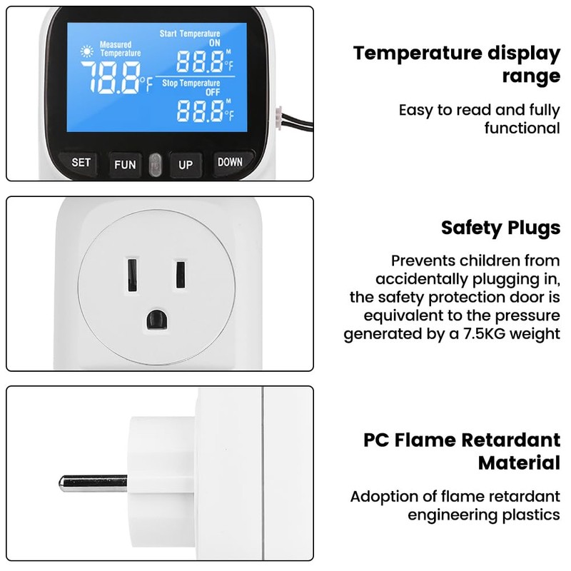 Diymore Plug in Digital Thermostat Temperature Controller,1800W,120V / 15A,-104℉~210℉, Heating