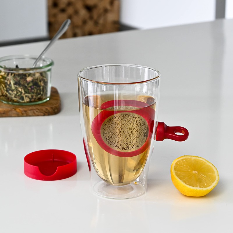 AdHoc TE34 MagTea Magnetic Tea Filter with Drainer MagTea, Red,