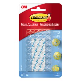 Command Decorating Clips, Mini, Clear, 20 Clips 24 Mini Strips, 17026CLR-C