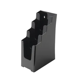 Deflecto Countertop Black 4 Tier 4 Pocket 1/3 A4 (DL Size) Portrait Multi-Tier Literature Holder Magazine File Holder Leaflet Holder Wall Mounting